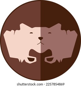 Diseño gráfico con dos caras y una cabeza de animal dentro