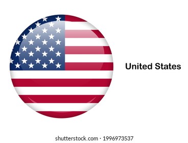 graphic design usa flag for circle button vector template isolated white background
