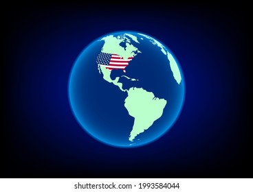 diseño gráfico marca USA en el mapa con ilustración vectorial de fondo azul