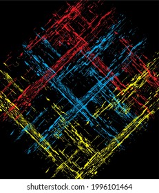 Diseño gráfico de arte vectorial sobre fondo negro en forma geométrica multicolor