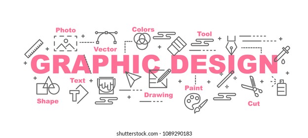 graphic design vector banner design concept, flat style with icons