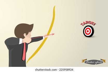 graphic design vector of business man shooting the arrows to target, target graphic design concept