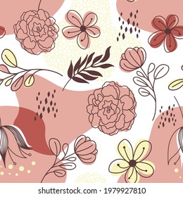 Graphic design vector doodle flowers. Vector hand drawn flower elements with abstract shapes.