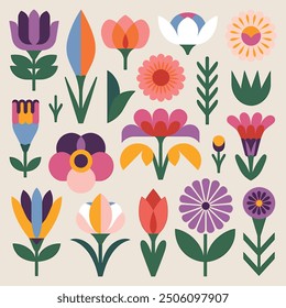 Elementos de jardín de flores de Vector de Diseño gráfico colección