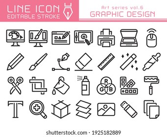 Graphic Design Vector Icon Set.  Editable Line Stroke.