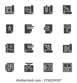 Graphic design vector icons set, modern solid symbol collection, filled style pictogram pack. Signs, logo illustration. Set includes icons as creative design tool, art and drawing, planning, branding