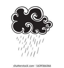 graphic design vector illustration of a black sky with cloud and rain. can be used for a tattoo or as a symbol