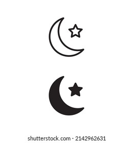 graphic design of a vector illustration moon star, suitable for application icons, social media, blogs, flyer, poster, and so on