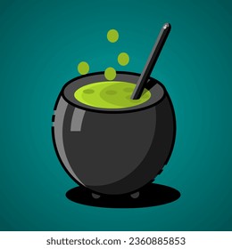 graphic design vector illustration of witch's poison potion. flat design. happy halloween