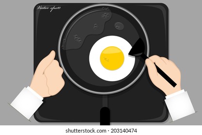 graphic design vector of man cooking fried egg