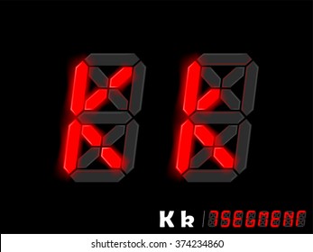 graphic design vector of seven segment style alphabet - K and k,seven segment typo design