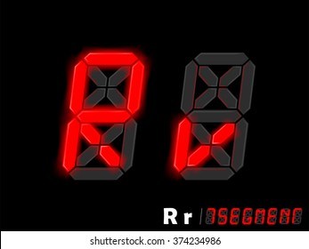 graphic design vector of seven segment style alphabet - R and r,seven segment typo design