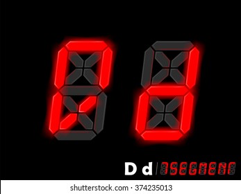 graphic design vector of seven segment style alphabet - D and d,seven segment typo design