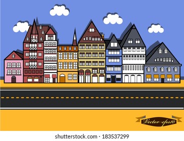 graphic design vector of town city building