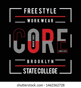 Graphic design vector typography core denim for t shirt, vector illustration