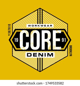 Graphic design vector typography core denim for t shirt,vector illustration
