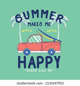 graphic design with vector van drawing for kids tee print