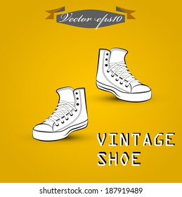 graphic design vector of vintage white shoes sneakers