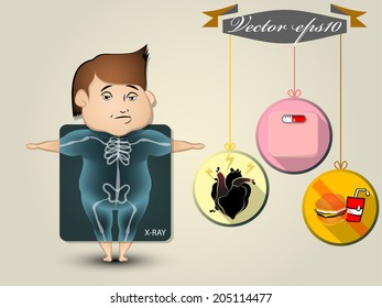 graphic design vector of x-ray fat man 