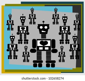 graphic design with vintage robot