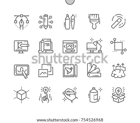 Graphic Design Well-crafted Pixel Perfect Vector Thin Line Icons 30 2x Grid for Web Graphics and Apps. Simple Minimal Pictogram