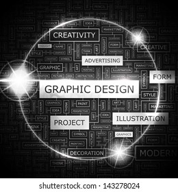 GRAPHIC DESIGN. Word cloud concept illustration. 