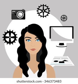 Graphic design work occupation, vector illustration eps10