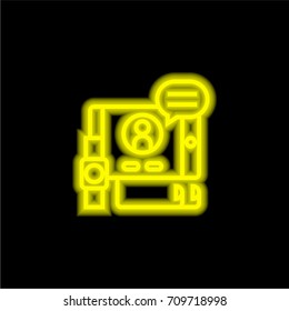 Graphic design yellow glowing neon ui ux icon. Glowing sign logo vector