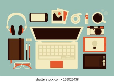 graphic designer accessories, vector