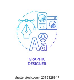 Graphic designer blue gradient concept icon. Creative occupation. Digital skill. Freelance worker. Visual communication abstract idea thin line illustration. Isolated outline drawing