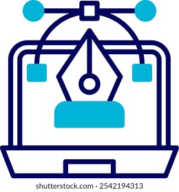 Design de ícone de vetor misto azul do designer gráfico