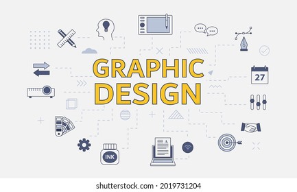 graphic designer concept with icon set with big word or text on center