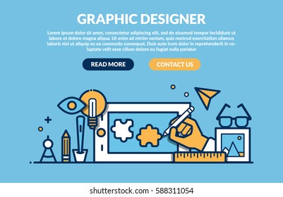 Graphic Designer Concept for web page. Vector illustration