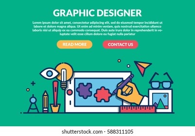 Graphic Designer Concept for web page. Vector illustration