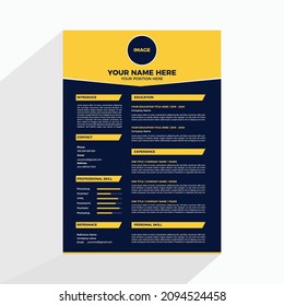 Graphic Designer Cv Resume Template, Stylish Yellow Dark Design, Professional Cv, Resume Template