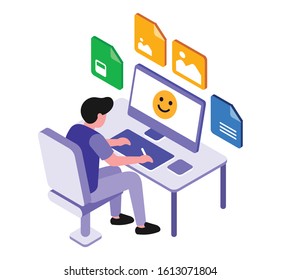 graphic designer designing creative designs vector illustration
