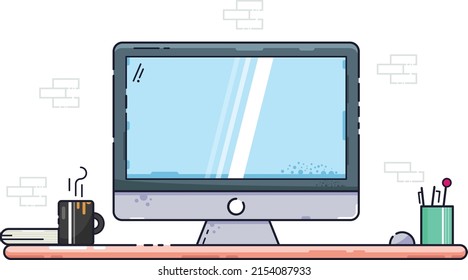 Graphic Designer Desk Setup Illustration