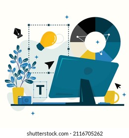 Graphic Designer Digital Drawing Tool Flat Design Illustration