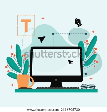 Graphic Designer Digital Drawing Tool Flat Design Illustration