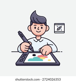 Diseñador gráfico Dibujo en la ilustración de la tableta digital
