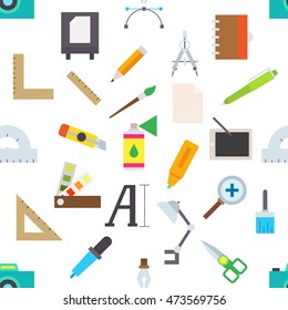Graphic designer equipment vector pattern stickers