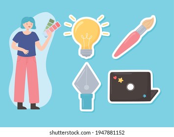 graphic designer girl tools stickers