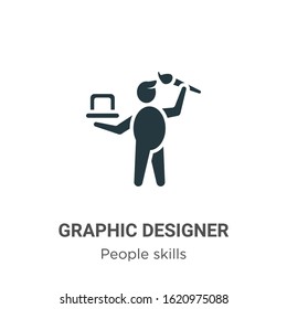 Graphic designer glyph icon vector on white background. Flat vector graphic designer icon symbol sign from modern people skills collection for mobile concept and web apps design.