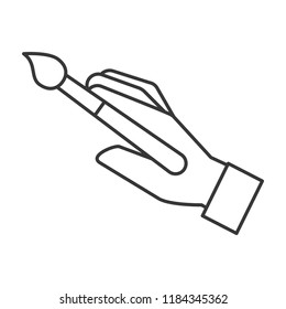 graphic designer hand with paint brush tool