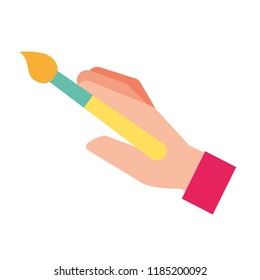 graphic designer hand with paint brush tool