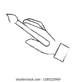 graphic designer hand with paint brush tool