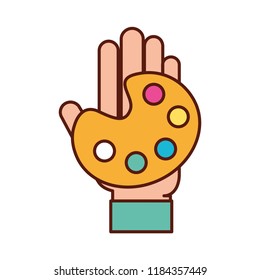 graphic designer hand with palette color