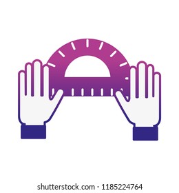 graphic designer hands with protractor tool