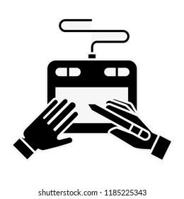 graphic designer hands with tablet digital pen