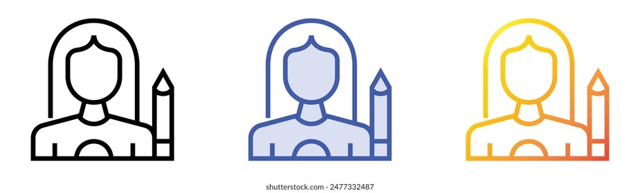 graphic designer icon. Linear, Blue Fill and Gradient Style Design Isolated On White Background